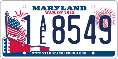 MD license plate 1AE8549