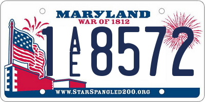 MD license plate 1AE8572