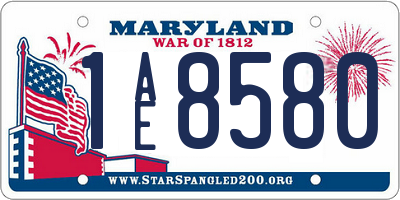MD license plate 1AE8580