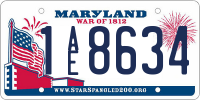 MD license plate 1AE8634