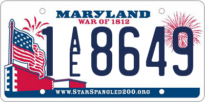 MD license plate 1AE8649