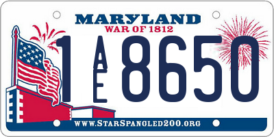 MD license plate 1AE8650