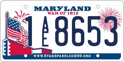 MD license plate 1AE8653