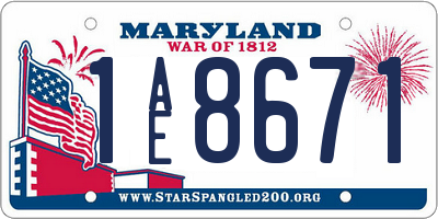 MD license plate 1AE8671