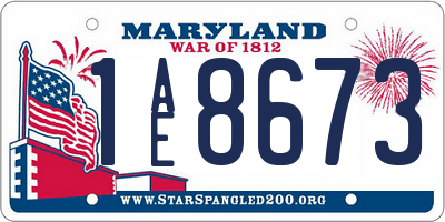 MD license plate 1AE8673