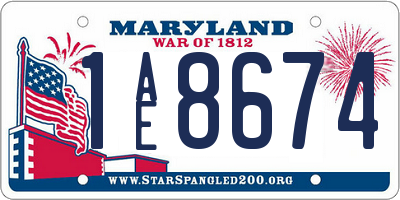 MD license plate 1AE8674