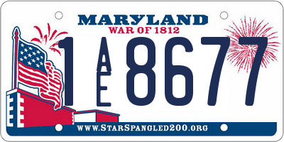 MD license plate 1AE8677