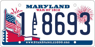 MD license plate 1AE8693