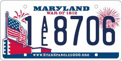 MD license plate 1AE8706