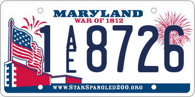 MD license plate 1AE8726