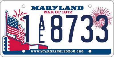 MD license plate 1AE8733