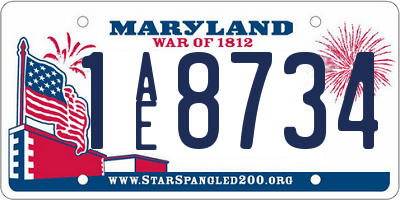 MD license plate 1AE8734