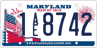 MD license plate 1AE8742