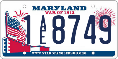 MD license plate 1AE8749