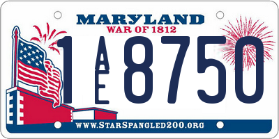 MD license plate 1AE8750