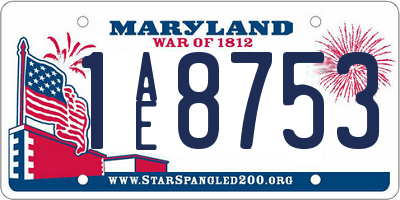 MD license plate 1AE8753