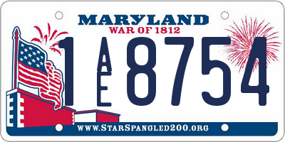 MD license plate 1AE8754