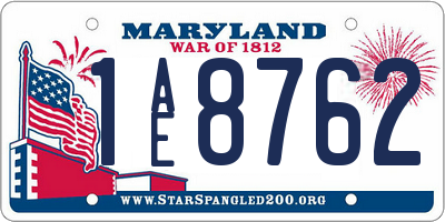 MD license plate 1AE8762