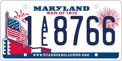 MD license plate 1AE8766