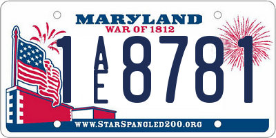 MD license plate 1AE8781