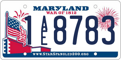 MD license plate 1AE8783