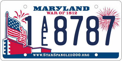 MD license plate 1AE8787