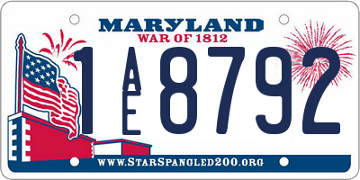 MD license plate 1AE8792