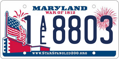 MD license plate 1AE8803