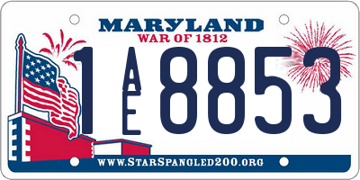 MD license plate 1AE8853