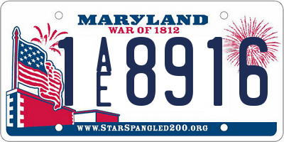MD license plate 1AE8916