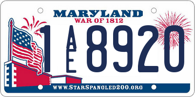 MD license plate 1AE8920