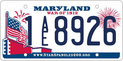 MD license plate 1AE8926