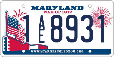MD license plate 1AE8931