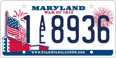 MD license plate 1AE8936