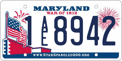 MD license plate 1AE8942