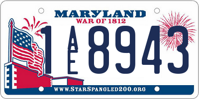 MD license plate 1AE8943