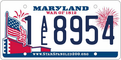 MD license plate 1AE8954