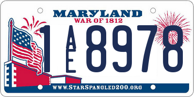 MD license plate 1AE8978
