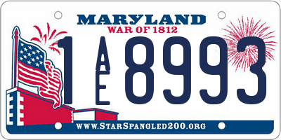 MD license plate 1AE8993