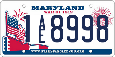 MD license plate 1AE8998