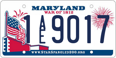 MD license plate 1AE9017