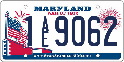 MD license plate 1AE9062
