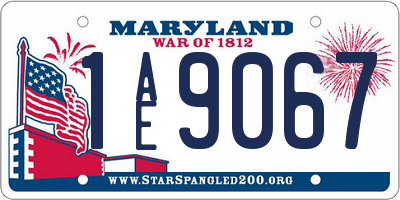 MD license plate 1AE9067