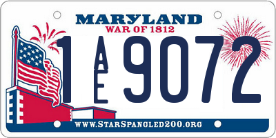 MD license plate 1AE9072