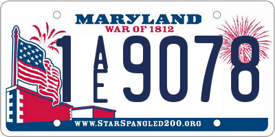 MD license plate 1AE9078