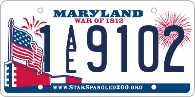 MD license plate 1AE9102