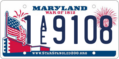 MD license plate 1AE9108