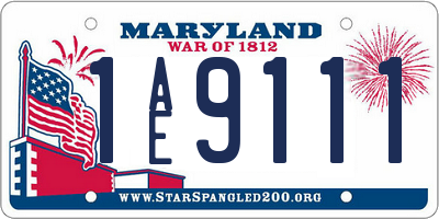 MD license plate 1AE9111