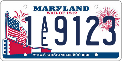 MD license plate 1AE9123