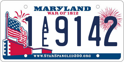 MD license plate 1AE9142